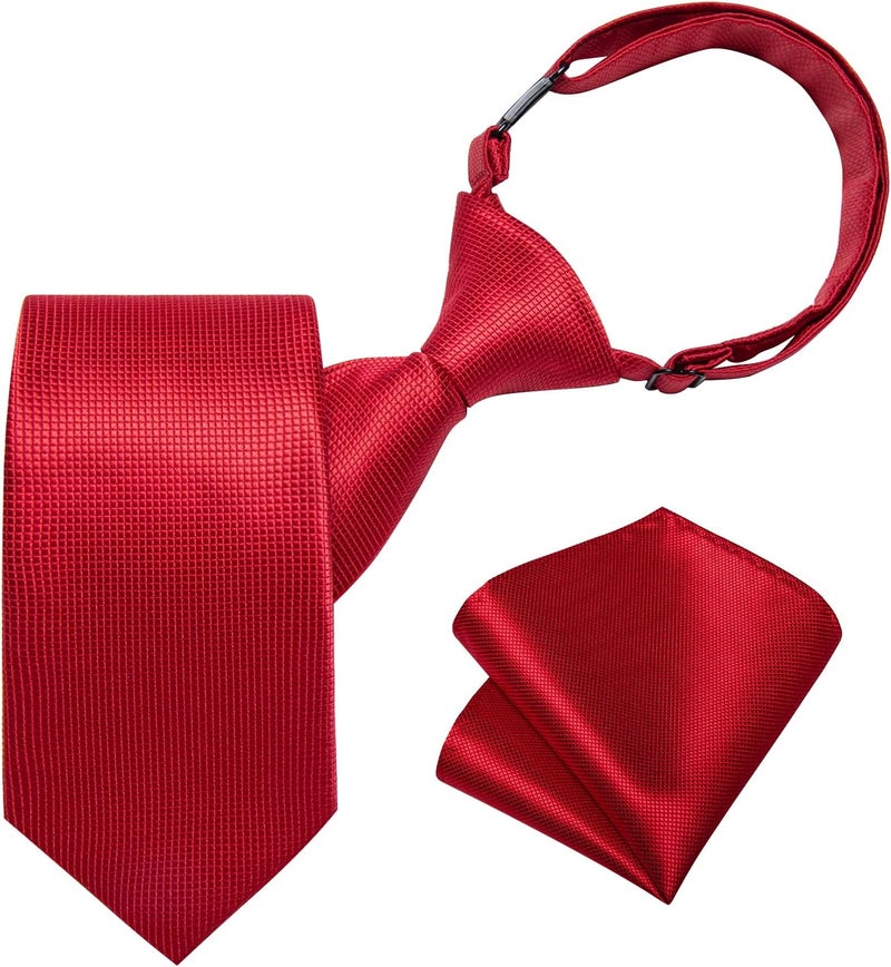 DiBanGu Boys Pre-tied Neckties and Pocket Square Set Adjustable Strap Tie for Kids Wedding Party Graduation School Uniforms - Image 1